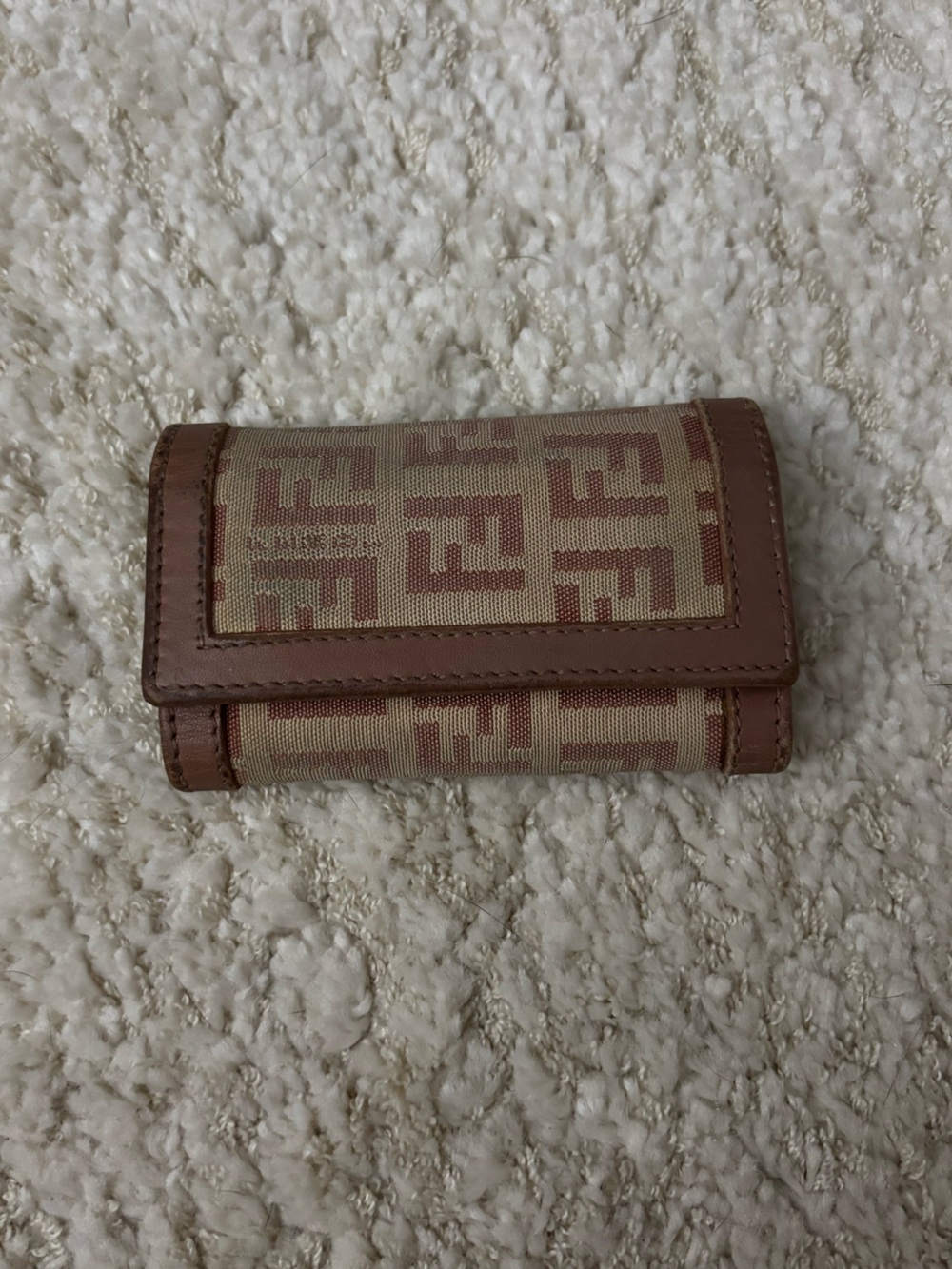 Fendi Monogram Canvas Key Holder - Beige & Brown